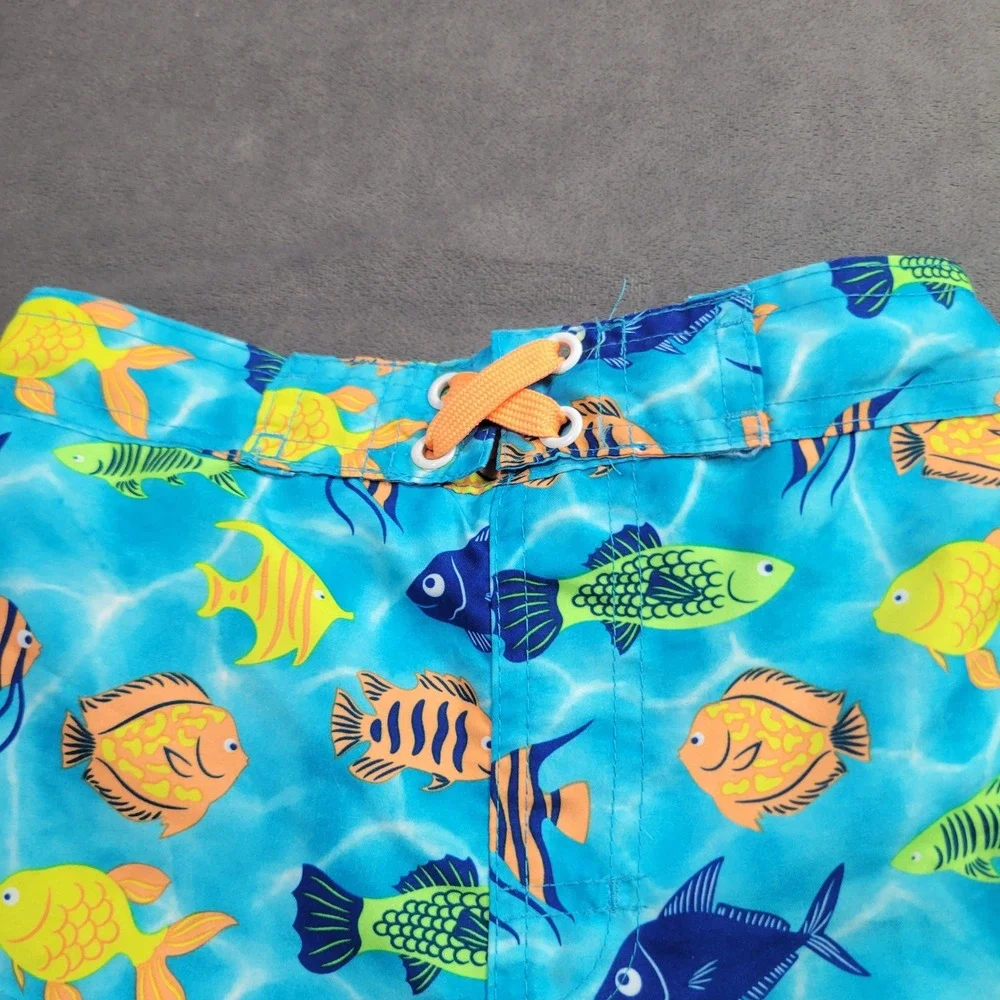 Mick Mack LTD Boys 4T‎ Blue Tropical Fish Swim Trunks Board Shorts Mesh Lined